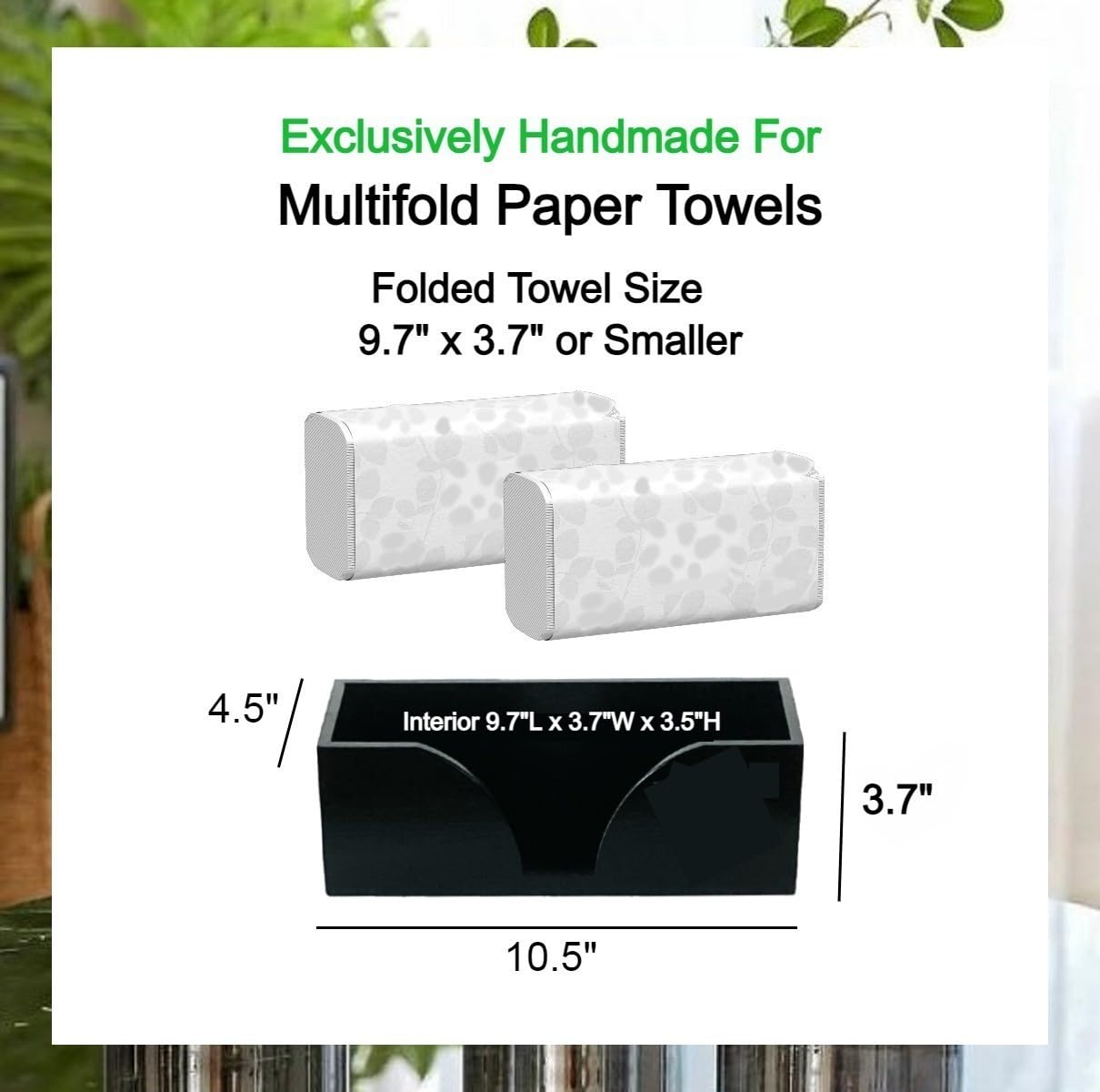 Countertop Multifold Paper Towel Dispenser - Black Bamboo Wood Folded Paper Towel Holder - For Multifold, Trifold & Z Fold Hand