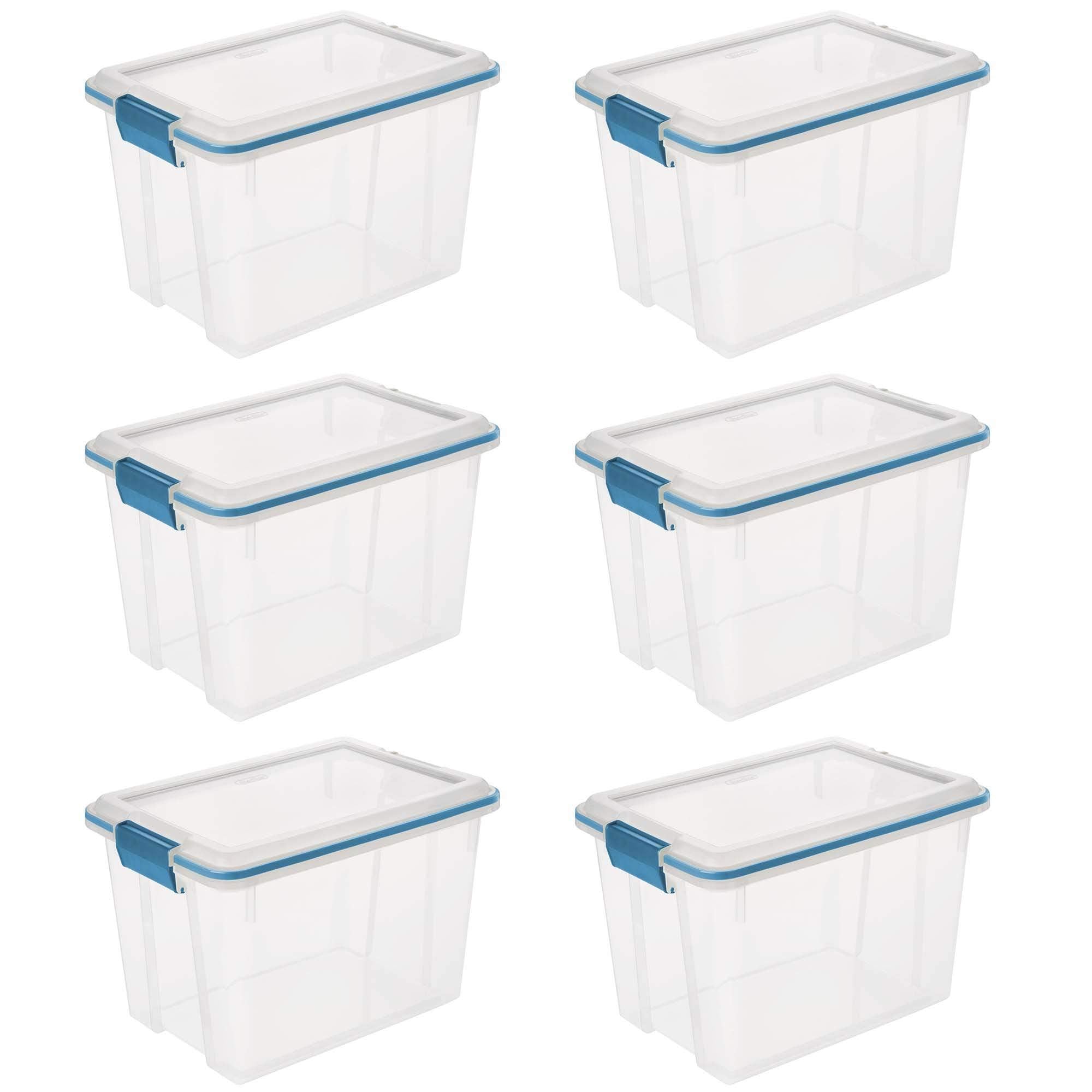 Sterilite 20 Qt Gasket Box, Stackable Storage Bin With Latching Lid And Tight Seal, Plastic Container To Organize Basement, Clea