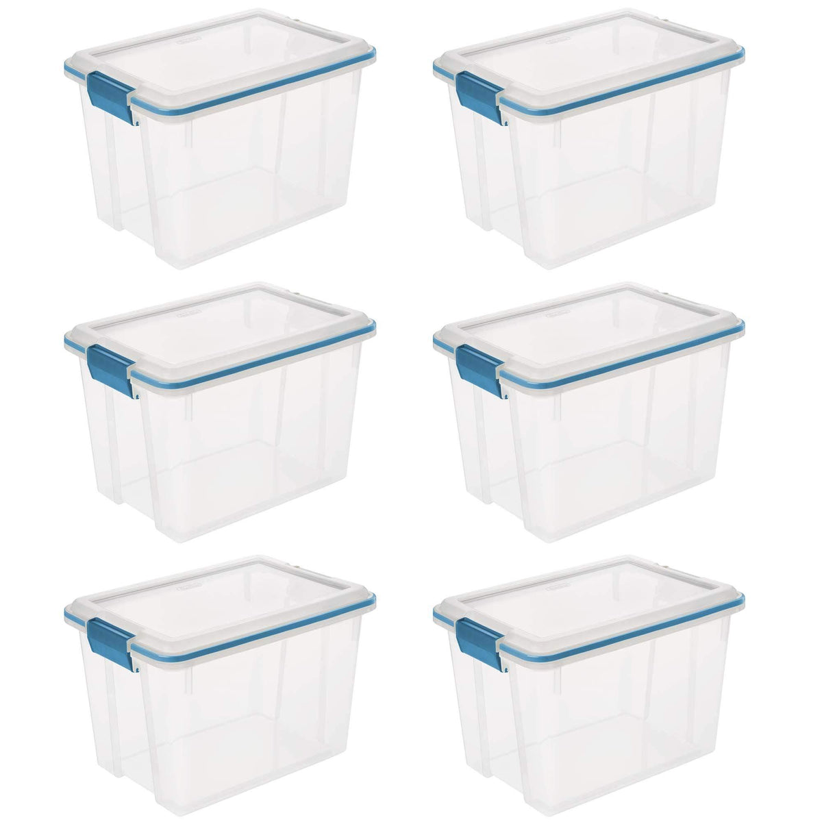 Sterilite 20 Qt Gasket Box, Stackable Storage Bin With Latching Lid And Tight Seal, Plastic Container To Organize Basement, Clea