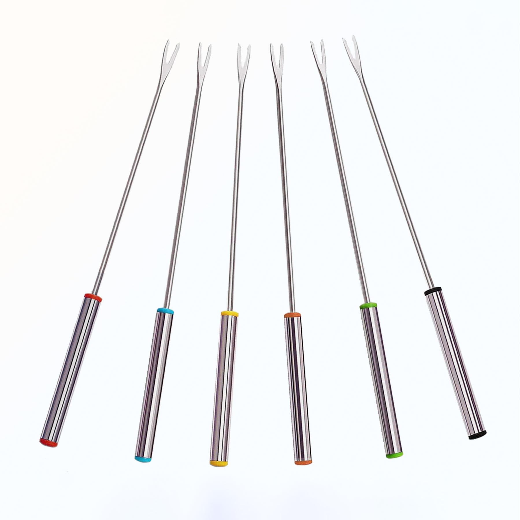 Stainless Steel Fondue Forks, Chocolate Dipping Fork With Heat Resistant Handle, Colors 6P