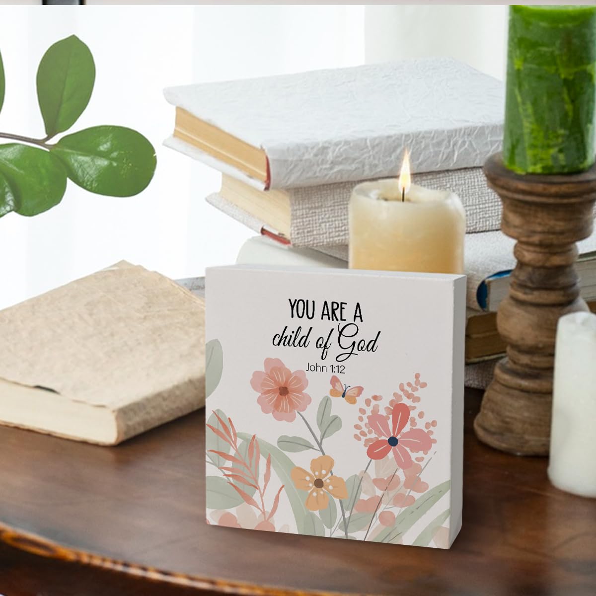 FLVGE Christian Bible Verse Boho Nursery Decor, Christian Religious Decor Gift, You Are A Child of God Quote Motivational Wooden