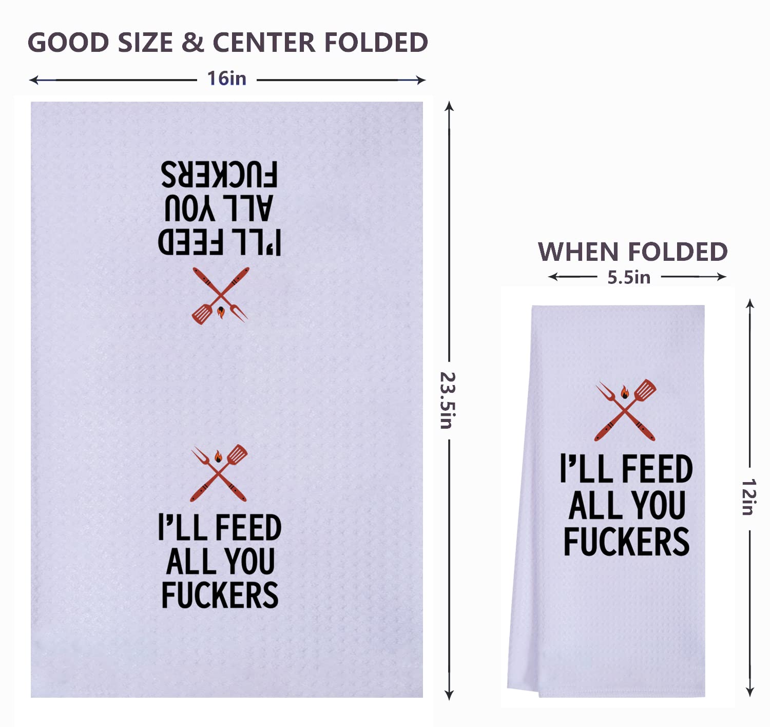 LXOMILL Funny Kitchen Towels - 2 Pack Microfiber BBQ Grilling Dish Towels, Ideal Gifts for Men, Women, Chefs, and BBQ Enthusiasts