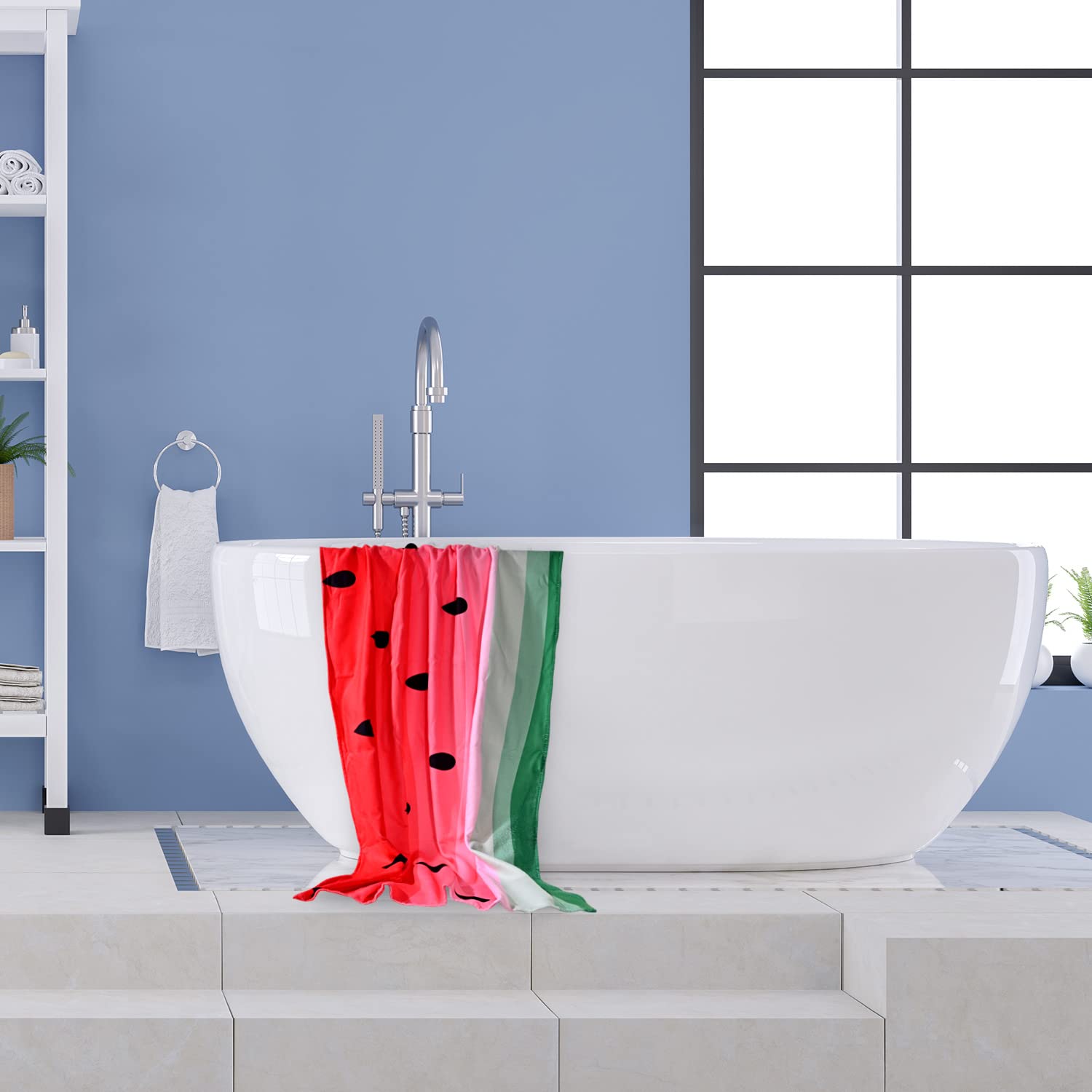Watermelon Microfiber Beach Towel, 24''X48'', Small, Lightweight, Quick Dry, Sand Free, Perfect For Kids, Girls, Women, Red Wate