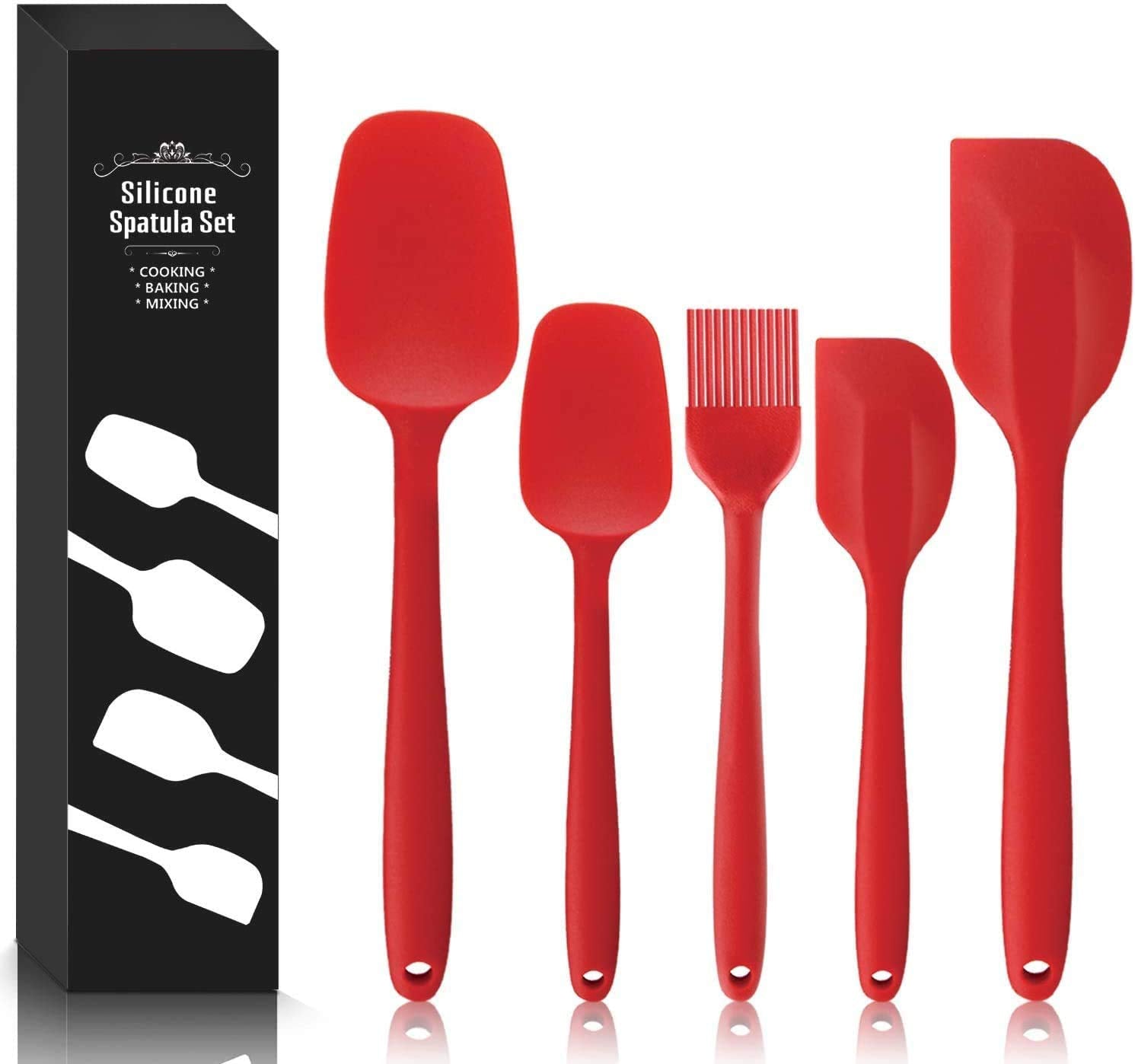 Homefast Silicone Spatula Set  Spatulas Silicone Heat Resistant & NonStick, For Cooking, Baking And Mixing  With Stainless St