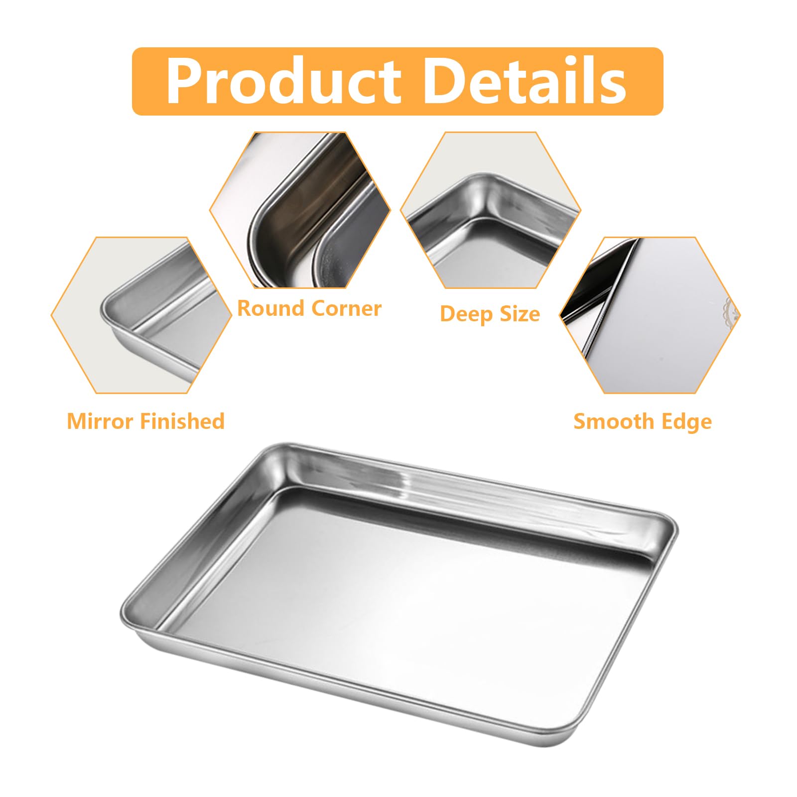 Voittozege 20 Pieces Baking Sheet Pan Set Stainless Steel Oven Baking Pan Toaster Oven Pans,10 X 8 X 1 Inch Baking Pan Oven Tray
