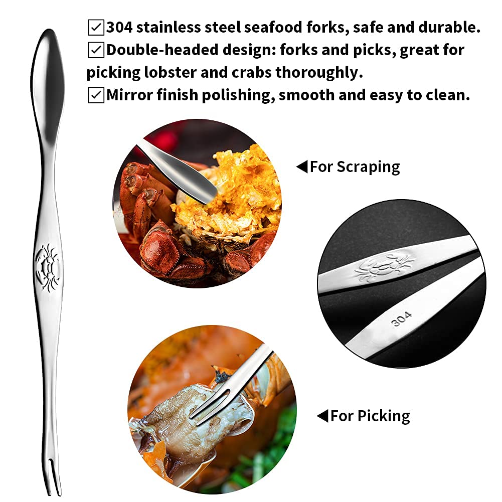 Ygaohf 12 Pcs Professional Crab Leg Crackers And Tools - Includes 3 Crab Crackers, 3 Lobster Shellers, 3 Crab Leg Forks/Picks, 3