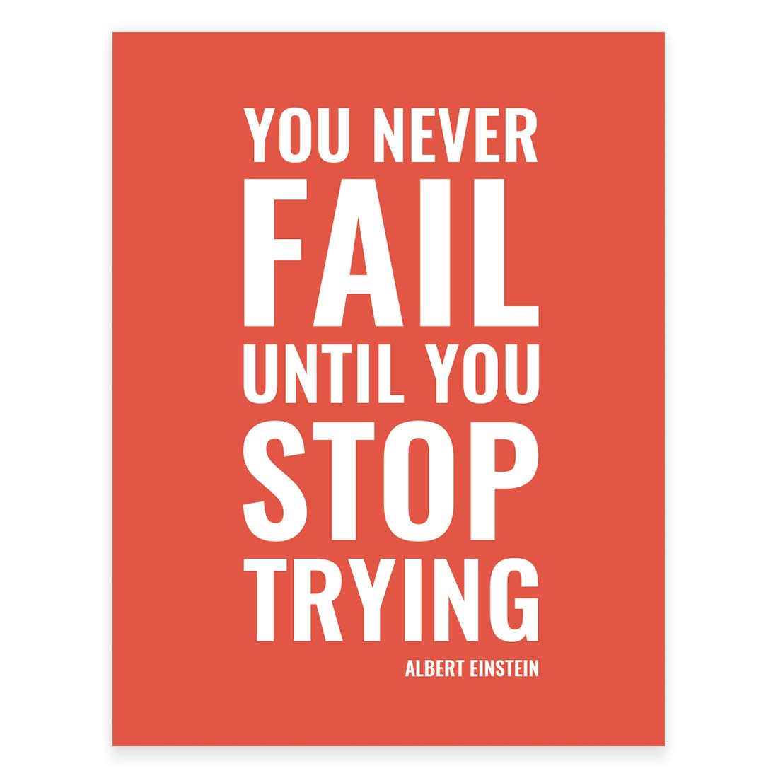 Andaz Press Motivational Wall Art, You Never Fail Until You Stop Trying, Albert Einstein, 8.5X11-Inch Inspirational Success Quot