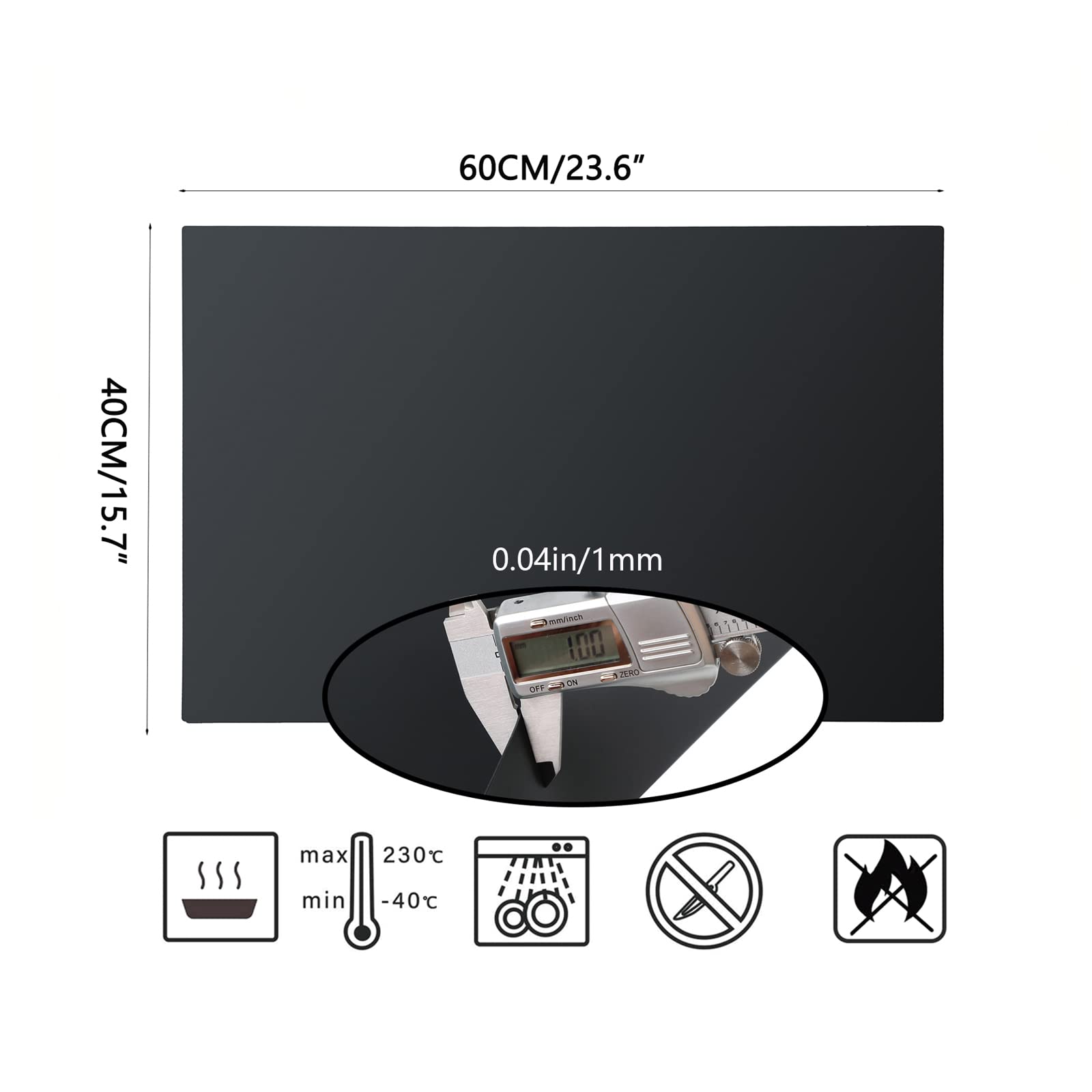 Silicone Counter Mats Set Of 2, Heat Resistant, Kitchen Countertop Protector, Non Slip, Black