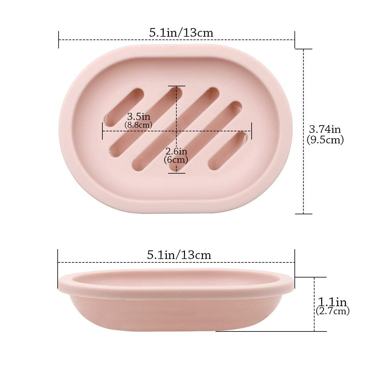 Topsky 2-Pack Soap Dish With Drain, Soap Holder, Soap Saver, Easy Cleaning, Dry, Stop Mushy Soap (Pink)