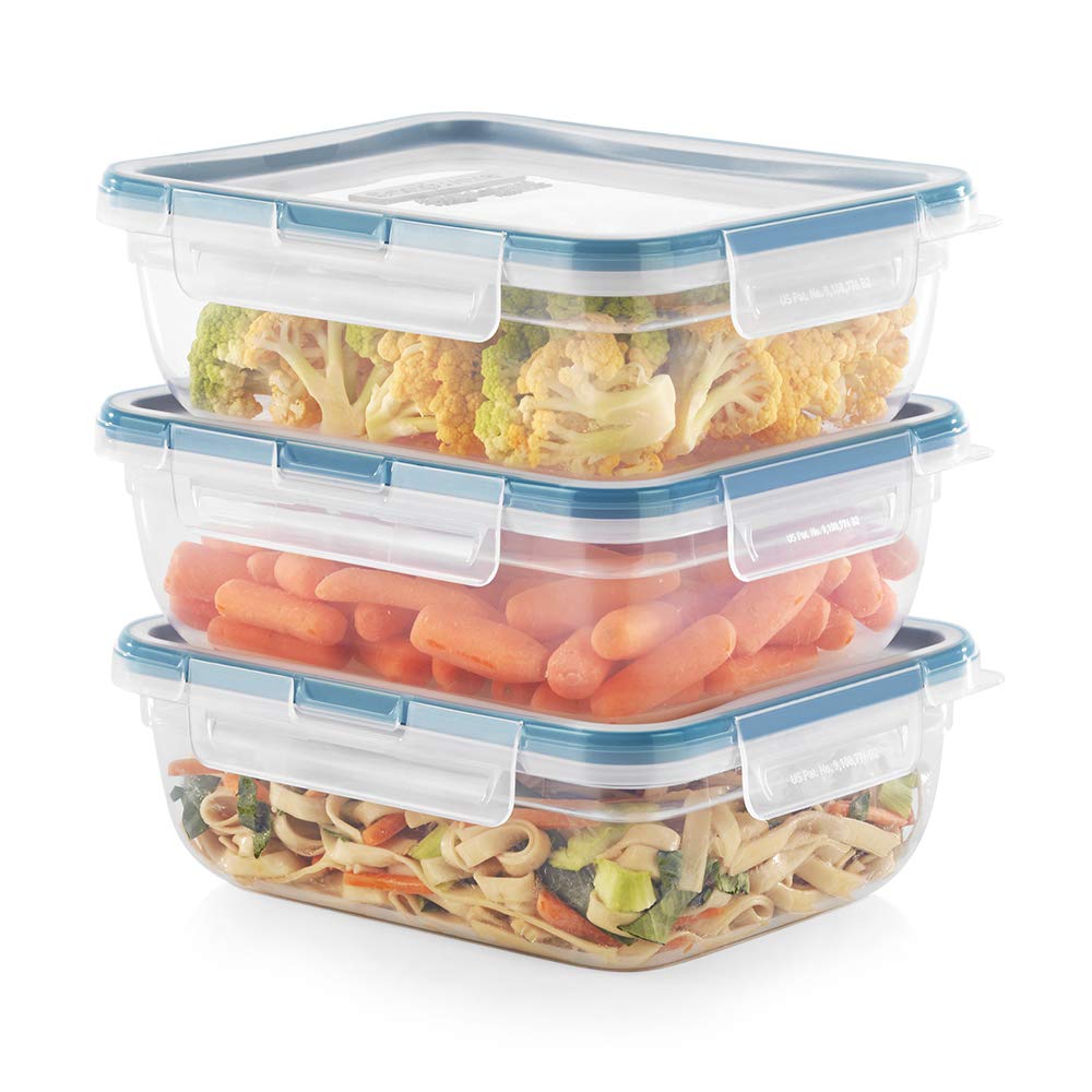 Snapware 6-Pc Plastic Food Storage Containers Set, BPA-Free, Clear, 8.5-Cup Rectangle, Microwave & Freezer Safe, Model 1140530