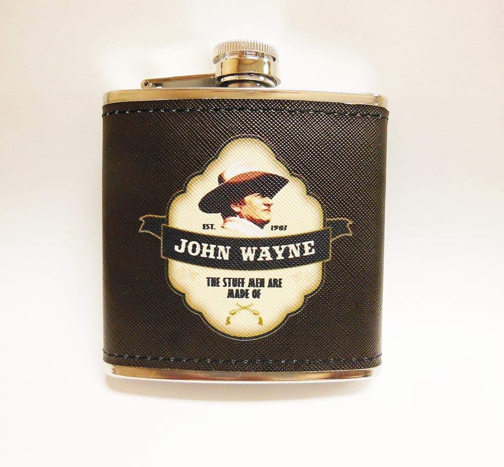 John Wayne Flask With Leather Shield