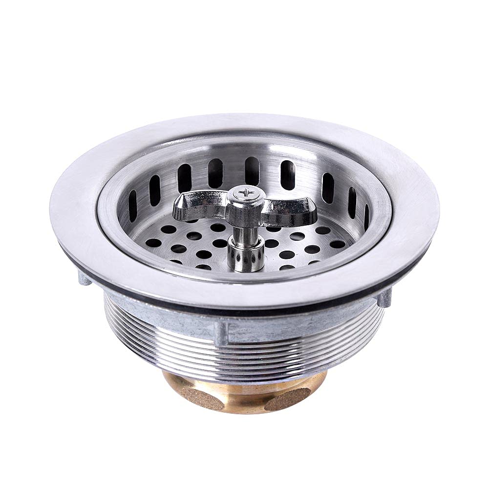 304 Stainless Steel Kitchen Sink Twist Lock Basket Drain Assembly W/Brass Nuts-Varnahome