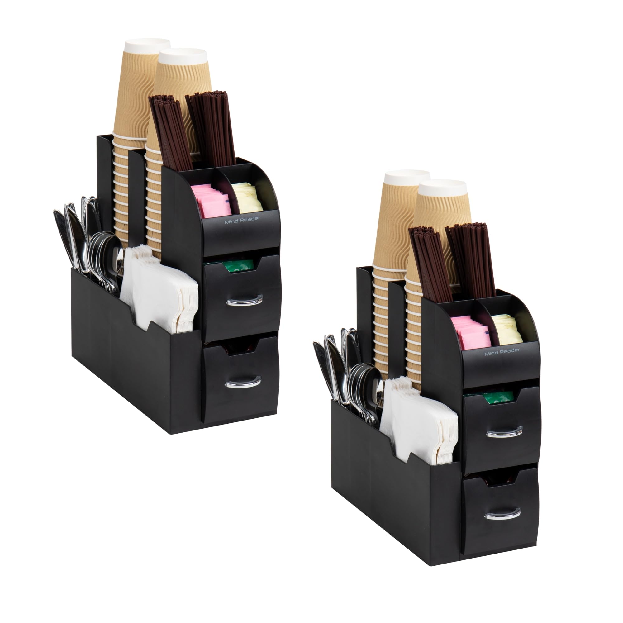 Mind Reader Cup And Condiment Station, Set Of 2, Countertop Organizer, Coffee Bar, Kitchen, 5.35'' L X 11.25'' W X 11.15'' H, Bl