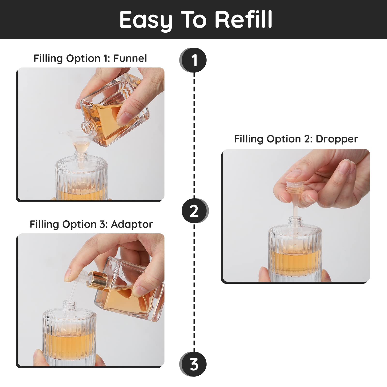 Segbeauty Vintage Perfume Bottles, 2 Packs 50Ml Glass Cologne Refillable Perfume Bottle Atomizer Travel, Empty Clear Perfume Spr