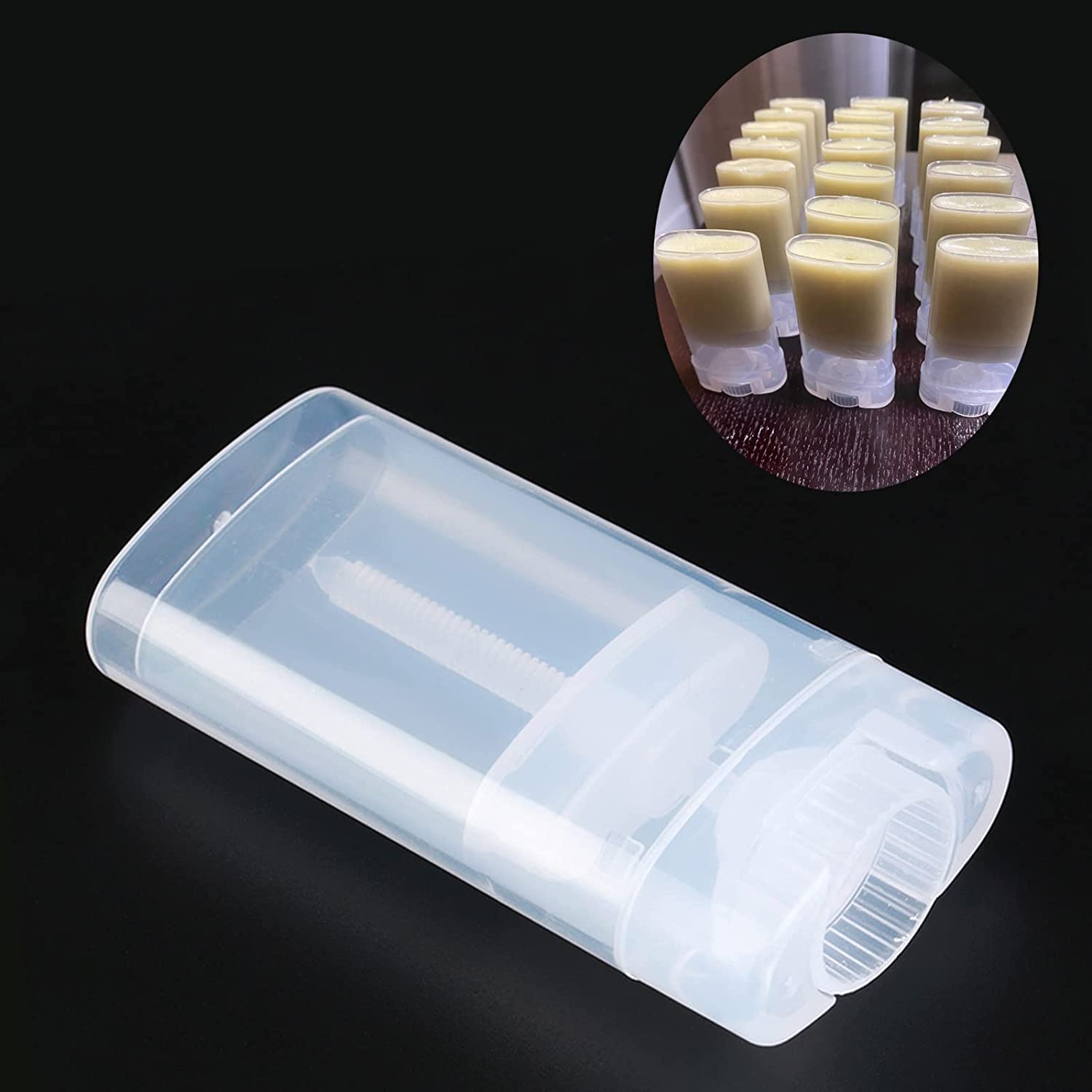 Minsily 20 Pcs 15Ml Clear Empty Plastic Oval Deodorant Containers Oval Lip Balm Tubes Lipstick Tubes 0.5 Oz Deodorant Sticks Tub