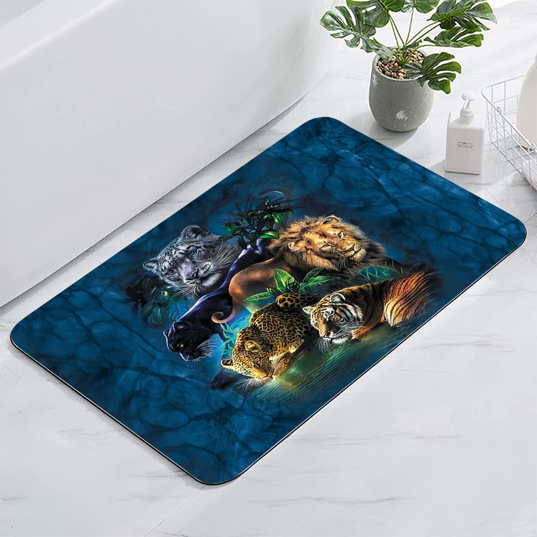 Ohtmtho 17''X24'' Bathroom Rugs Non Slip Washable Bath Mat Small Door Floor Mat Printed With Colorful Seaside Elephants