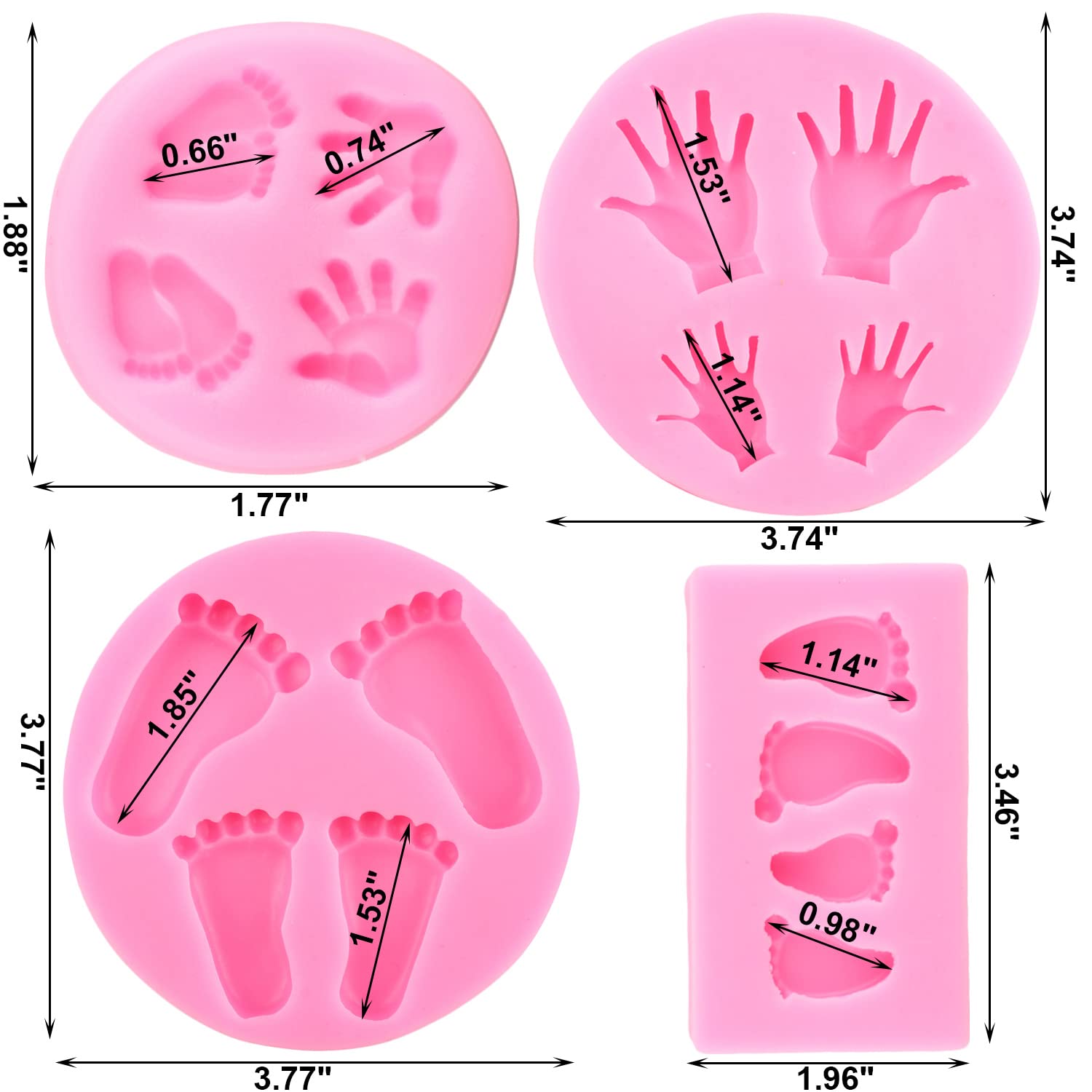 Zixiang Baby Silicone Fondant Molds Baby Foot Fondant Mold Baby Hand Silicone Molds For Baby Shower Cake Decoration Cupcake Topp