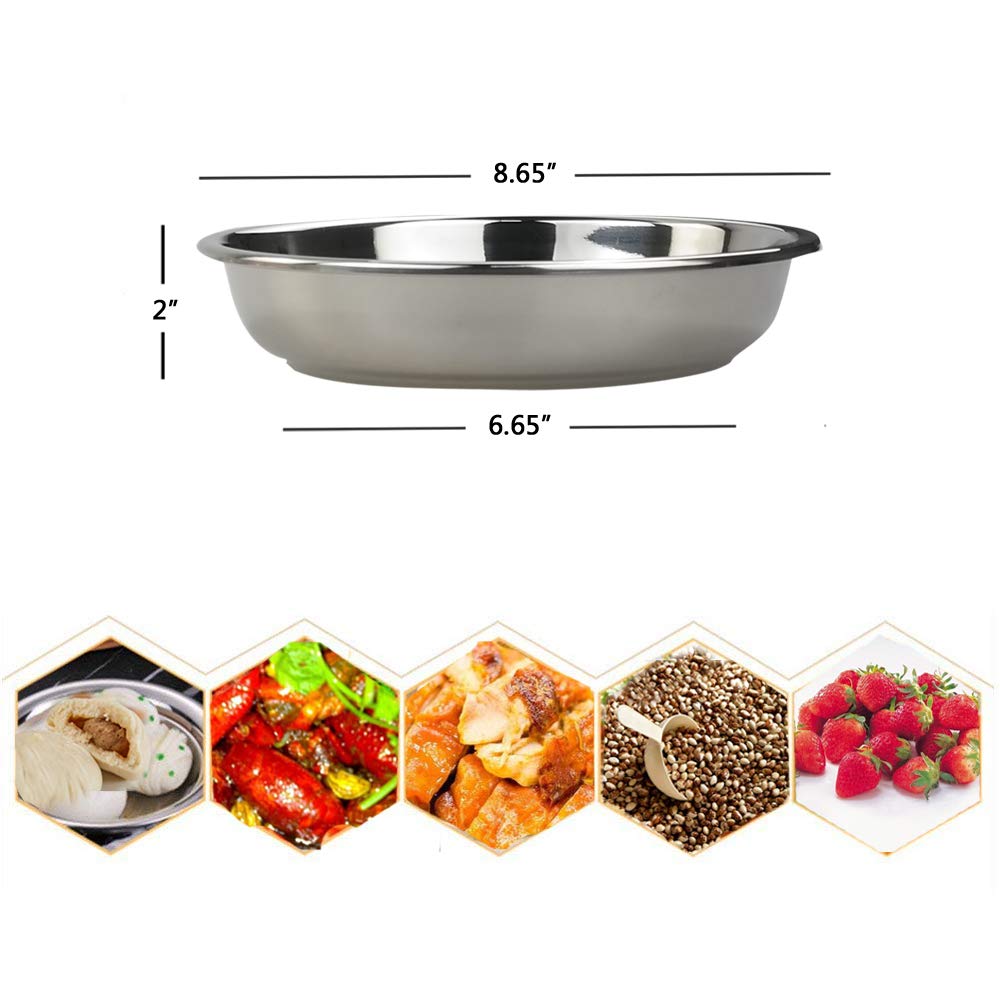 Doryh 18/10 Stainless Steel Dinner Plates Dishes Set, Round Camping Plates, 8.65-Inch/Set Of 4