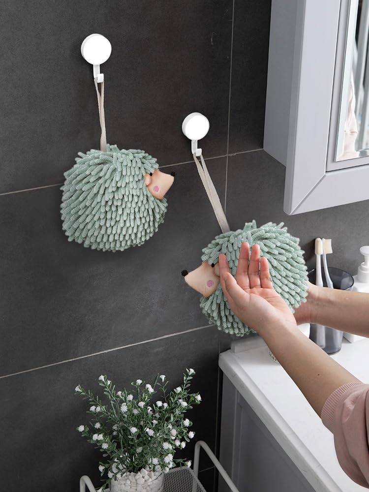Sophie & Panda Fuzzy Ball Hand Towels (Set Of 2) - Dry Your Hands Conveniently With This Creative Hand Towel Hedgehog Decorative