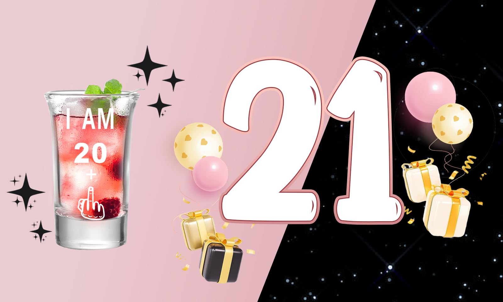 Hlukana 21st Birthday Shot Glass, Middle Finger Funny Gift, Perfect For Him, Her, Men, Women, Sister, Friend - 21st Birthday Dec