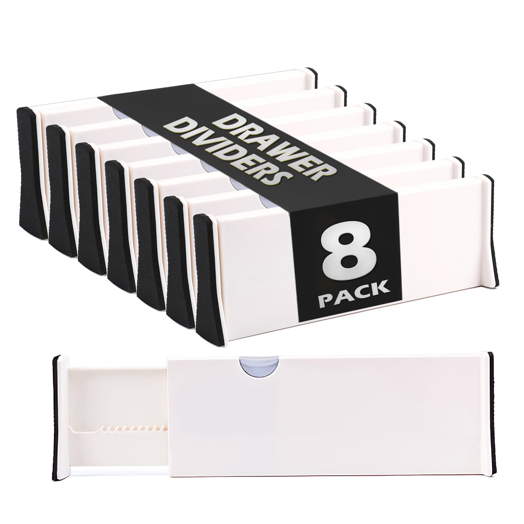 Kingrol 8 Pack Expandable Drawer Organizers Dividers With Nonslip Ends, Household Separators For Kitchen Utensils Dressers Cloth