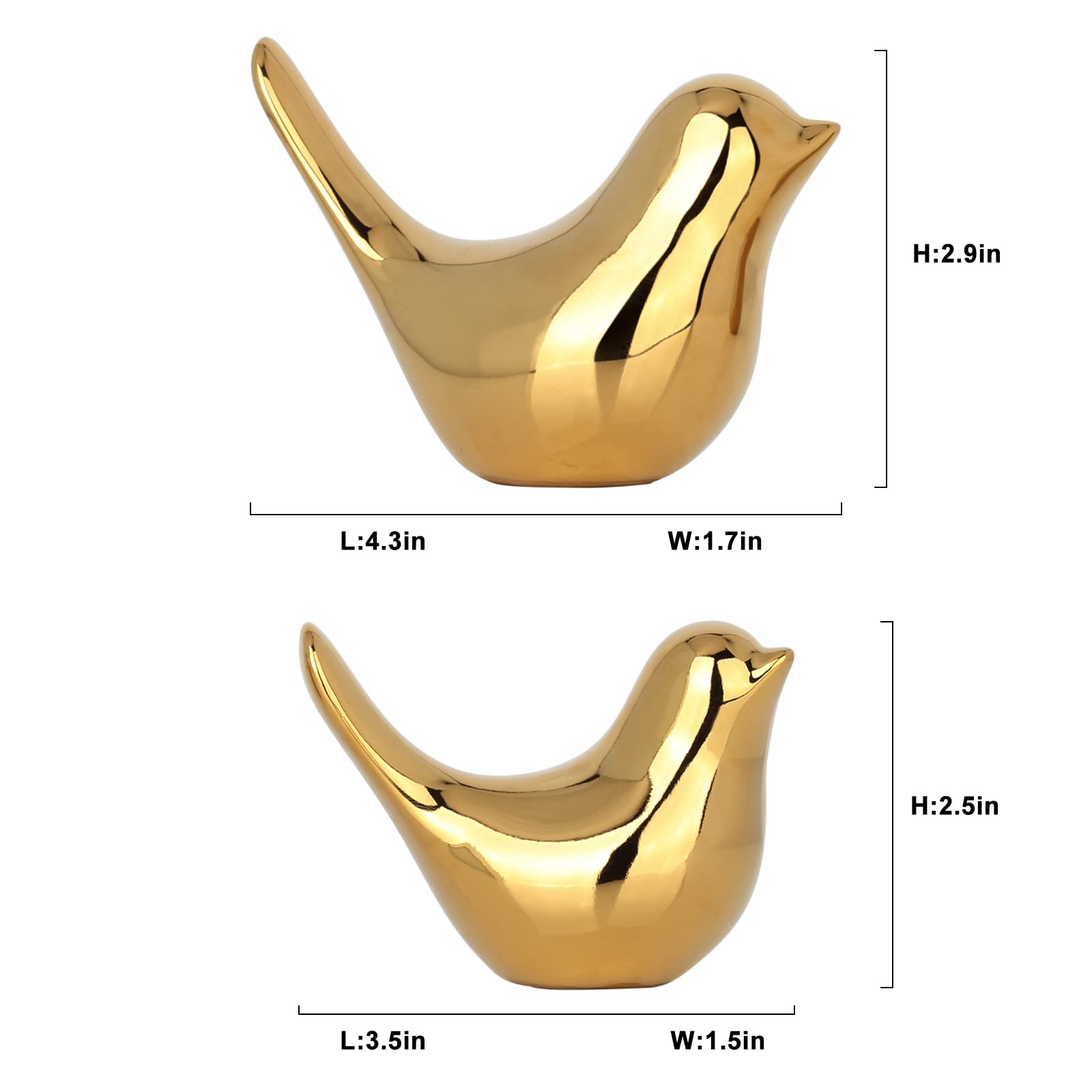 XMGZQ 2 Pcs Gold Decor Accents,Small Animal Statues,Modern Home Decorative, Birds Sculpture, Ornaments for Shelf, Bookshelf, Cof