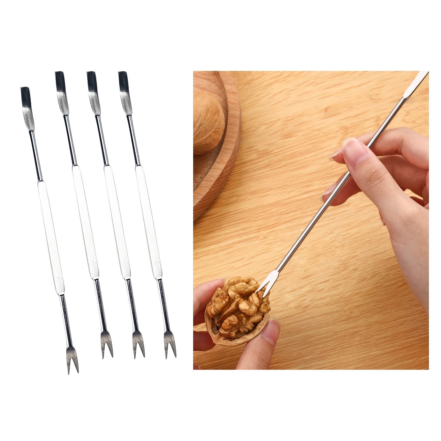 Qidol Stainless Steel Nuts Cracker Seafood Nutcracker Tool, Walnut Pecan Shellfish Crab Claw Leg Lobster Shell Opener Scooping P