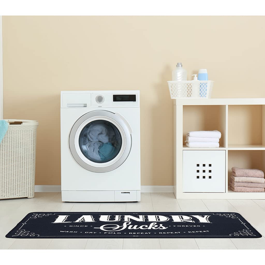 Soft Woven Rugs, 24''X56'' Laundry Room Rug, Funny Non Slip Laundry Mats, Woven, Machine Washable, Bathroom Runner Floor Mat For