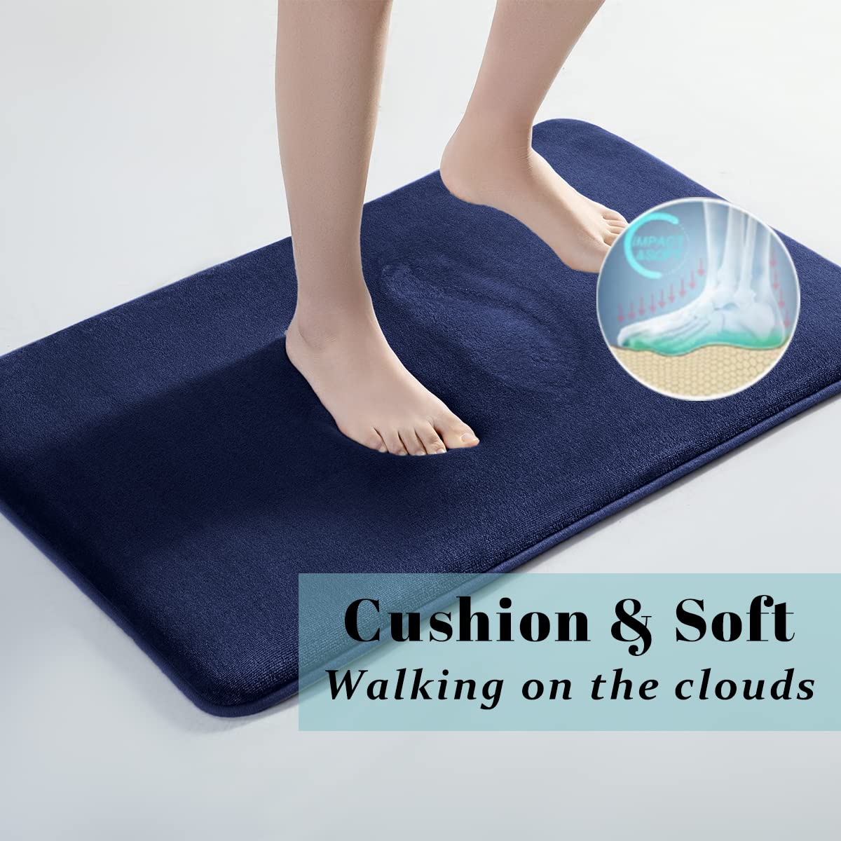 Sonoro Kate Memory Foam Bathroom Rugs, Ultra Absorbent & Non-Slip Bath Rugs, Machine Washable Bathroom Mats, Soft Velvet Bath Ma