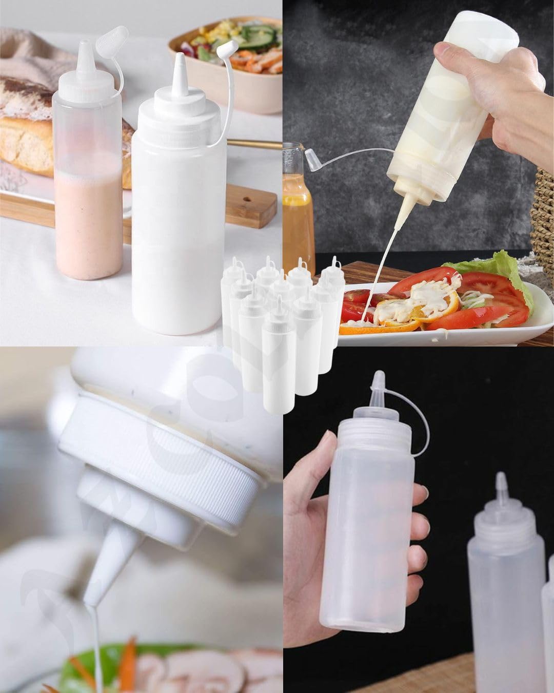 A Z Collection Commercial-Grade Clear Squeeze Bottles-Ideal For All Condiments-Ketchup-Mustard-Mayo, A Reusable And Long-Lasting