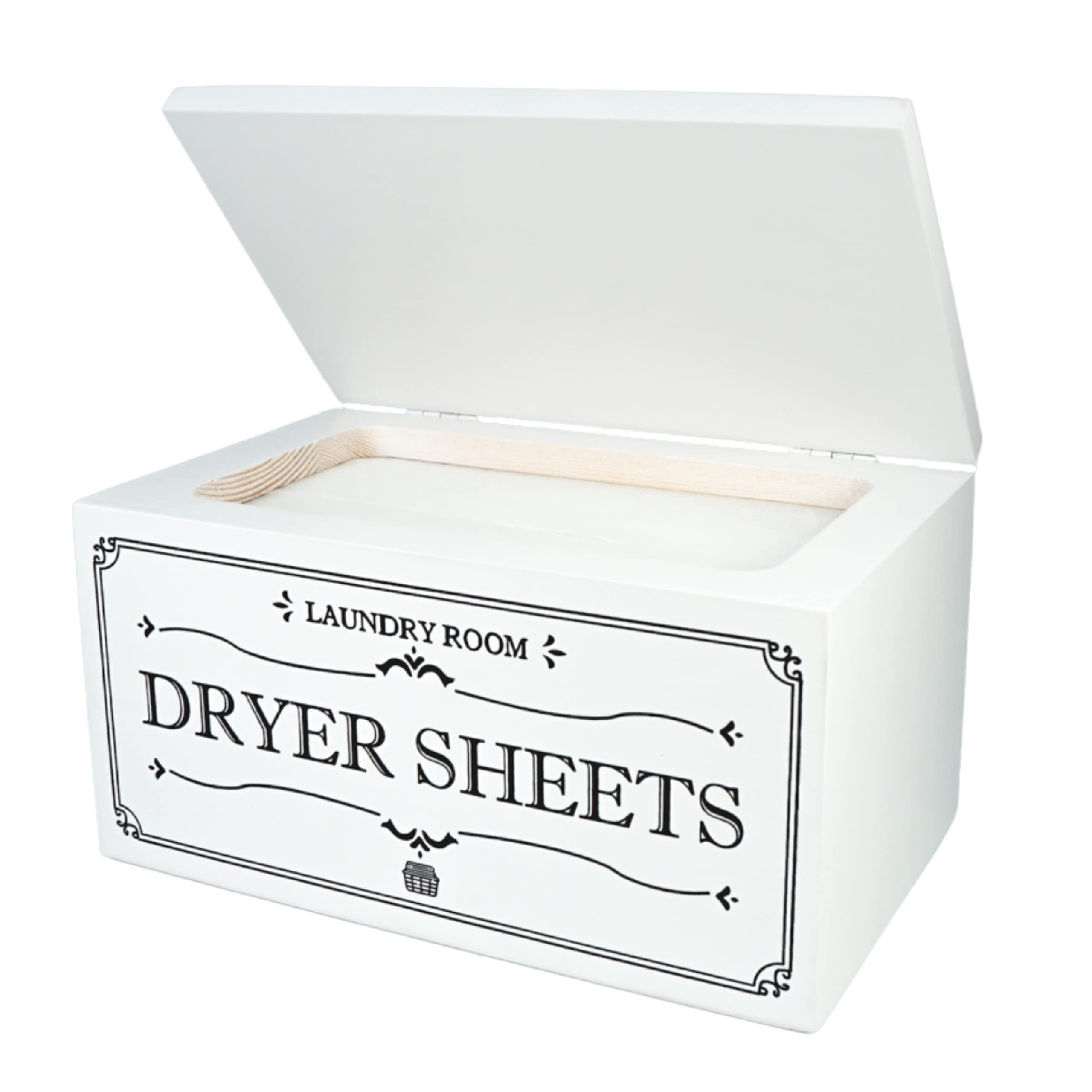 Farmhouse Dryer Sheet Dispenser/Holder Box With Hinged Lid - Rustic Farmhouse Laundry Room Organizer - Fabric Softener Dispenser