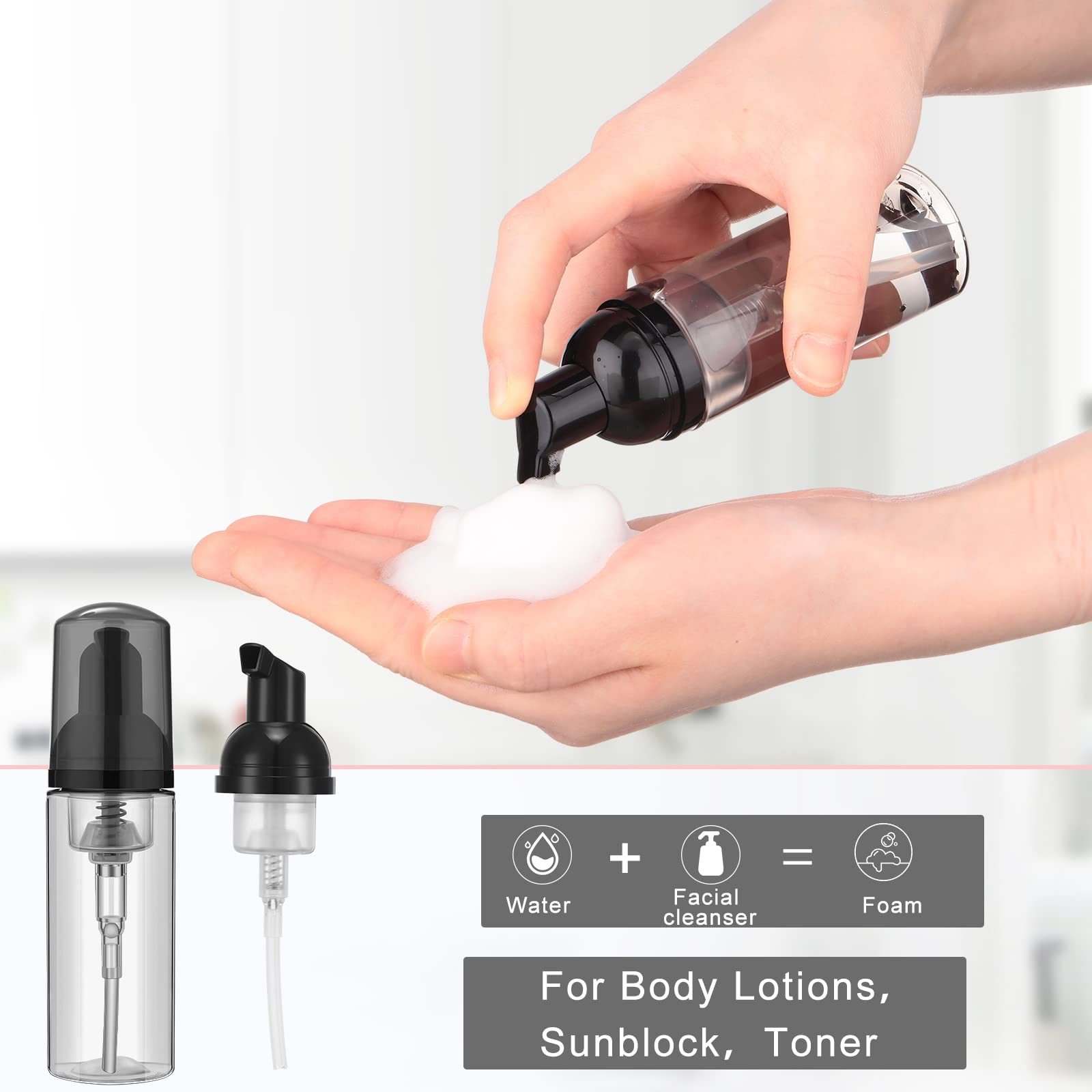 70 Pcs 2 Oz Plastic Foam Soap Dispensers Refillable Lash Shampoo Bottles With Pump Mini Eyelash Cleaning Foam Bottle Dispenser F