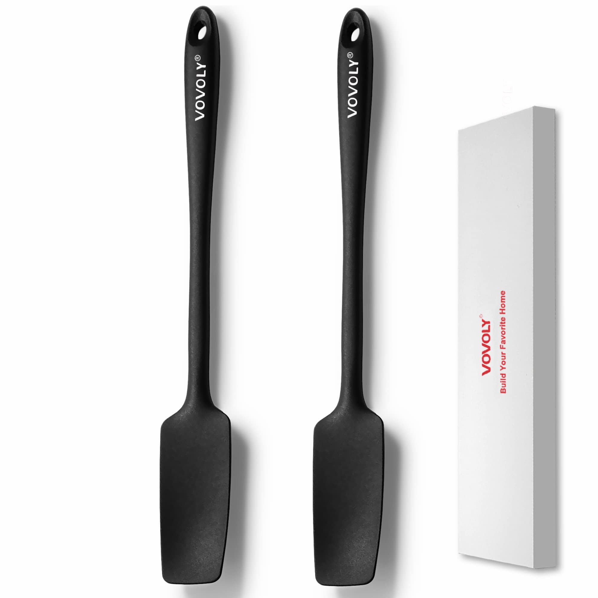 2-Pack Silicone Small Jar Spatulas With Long Handle, Upgraded Heat Resistant Spatula For Non Stick Cookware, Seamless Design, St