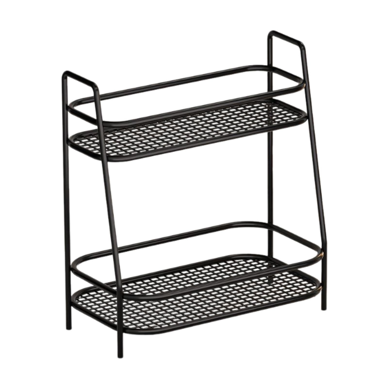Trendivibe 2 Tier Spice Storage Rack Home Countertop Freestanding Kitchen Cabinet Shelf Black