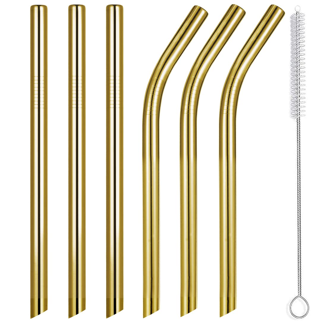 Vinaco 8.5'' &10.5'' Big Smoothie Straws & Milkshake Straws, 6Pcs Food-Grade Stainless Steel Straws 0.5'' Wide Mouth Straw For B