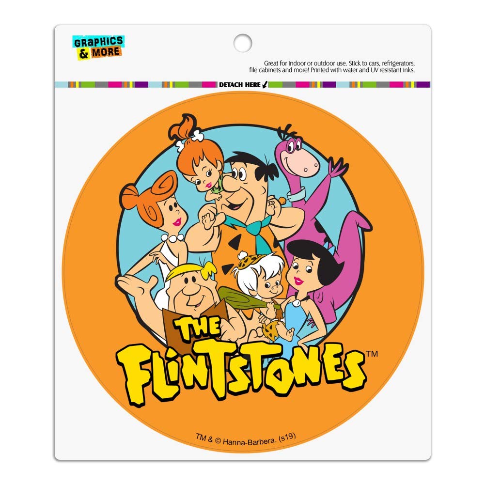 The Flintstones Group Automotive Car Refrigerator Locker Vinyl Circle Magnet