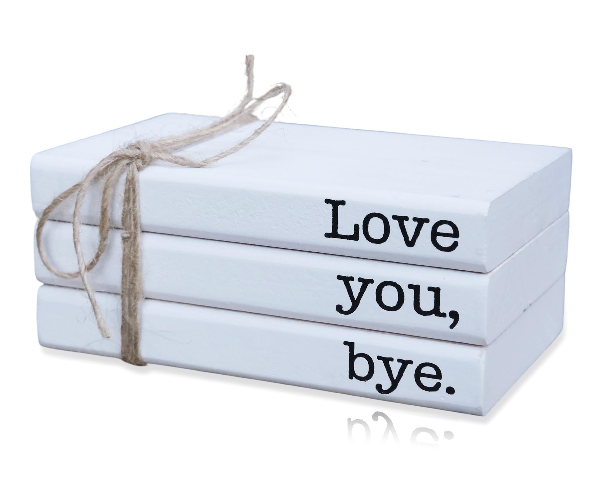 RUKEJUNE Cute Love You Bye Mini Wooden Faux Books, Express Love and Warm Family Sign for Office Front Door Bathroom Hallway Entr