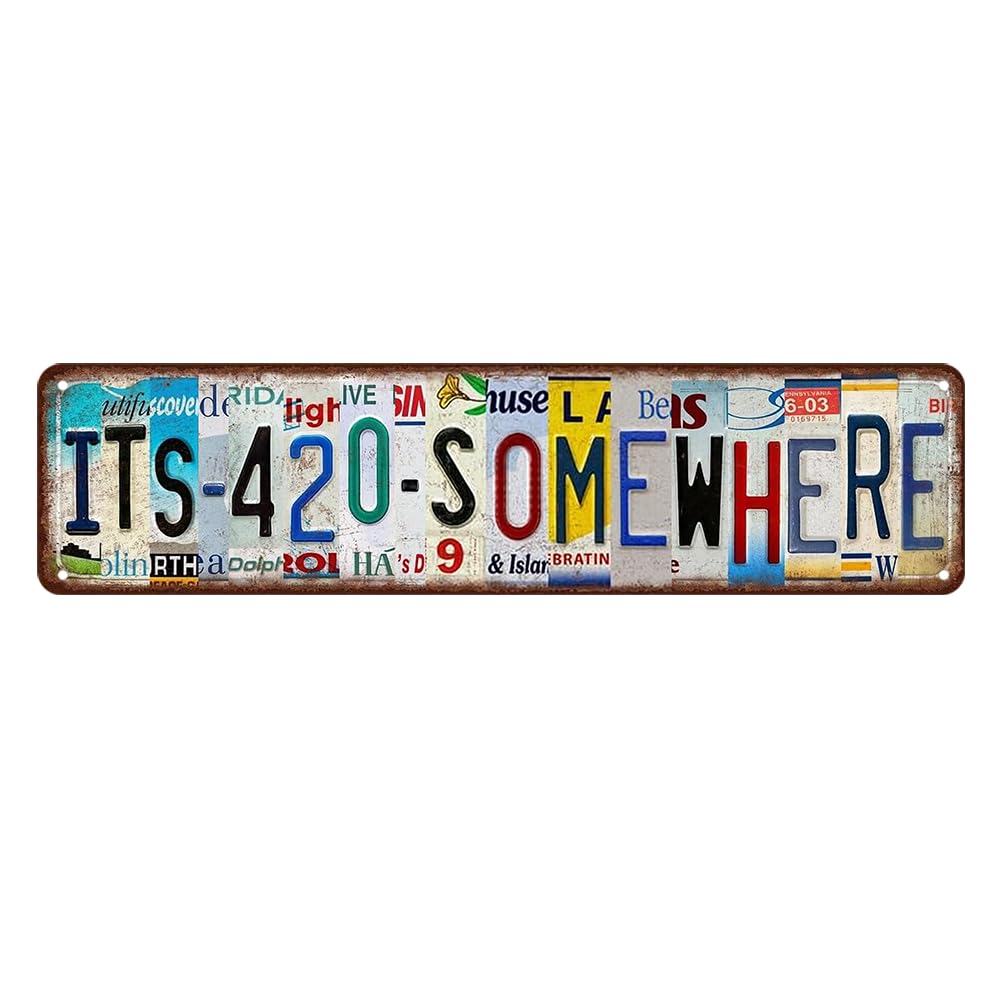 Its 420 Somewhere Metal Tin Sign Man Cave Decor For Men Its 420 Somewhere Light Up Sign Funny Street Signs Unique Wall Decor Fo