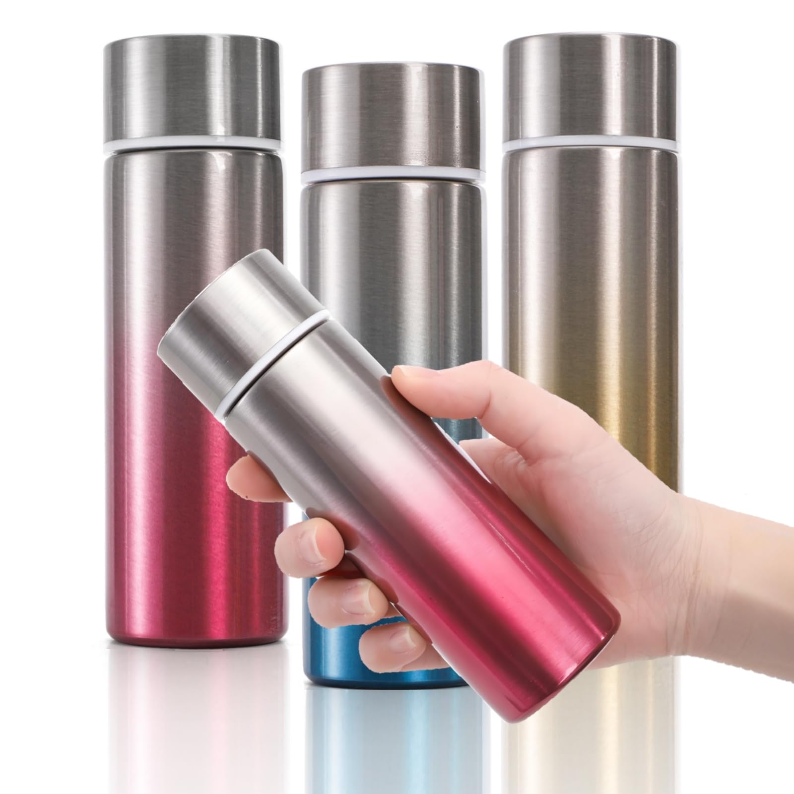 Acshio 3 Pack Mini Stainless Steel Water Bottle, 4 Oz
