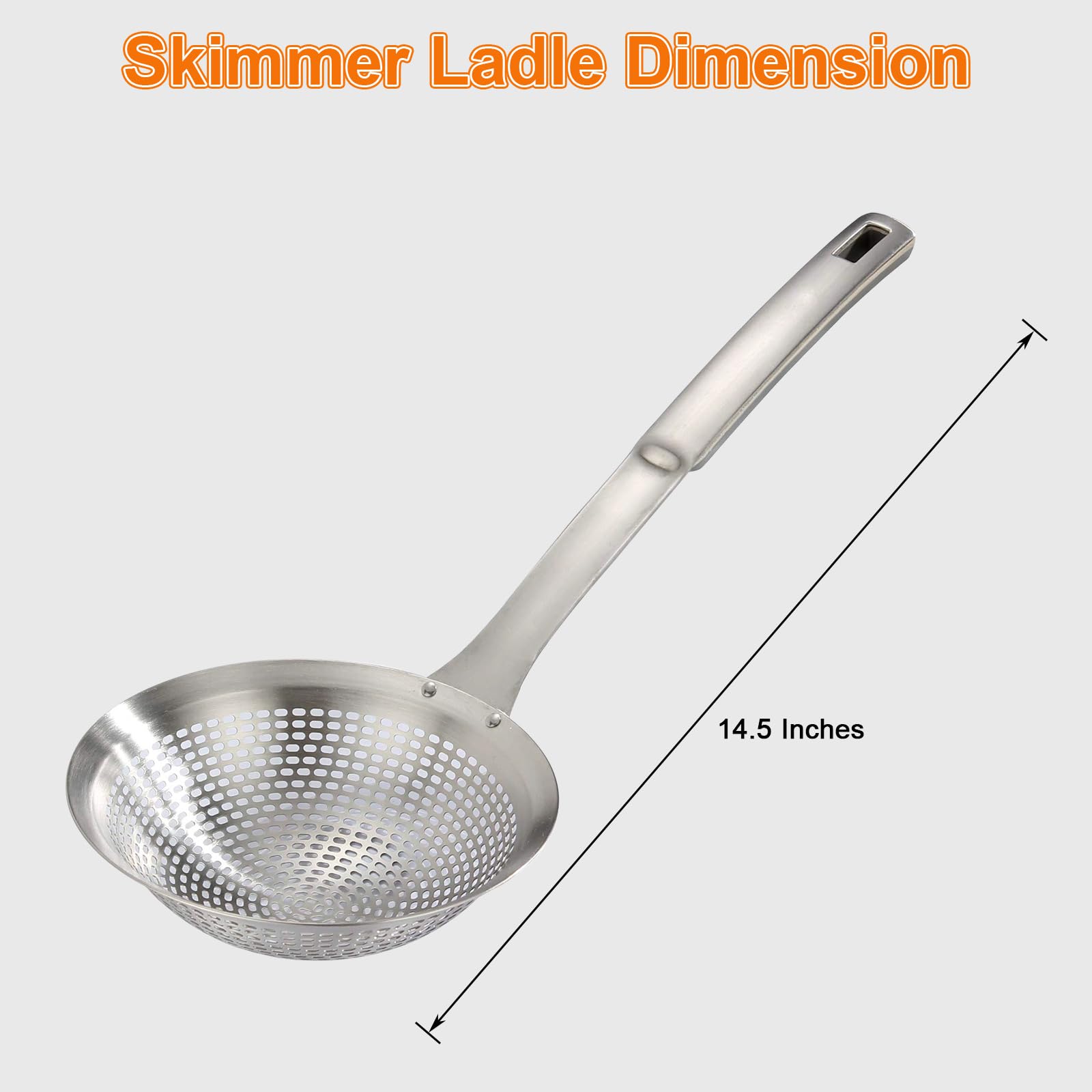 Skimmer Ladle Skimmer Spoon 304 Stainless Steel Skimmer 14.5 Ln For Cooking Frying Skimming Colander/Strainer Stainless Steel Ki