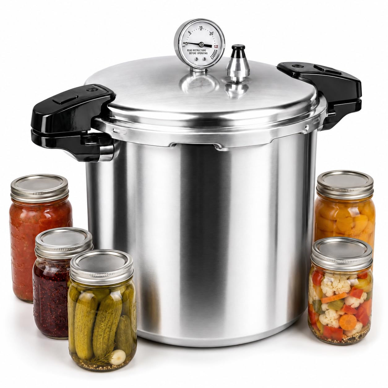 KILOGORGE 24 qt Pressure Canner,Canning Pressure Cooker with Gauge,14.5PSI,Large Capacity Aluminum Pressure Canners for Compatib