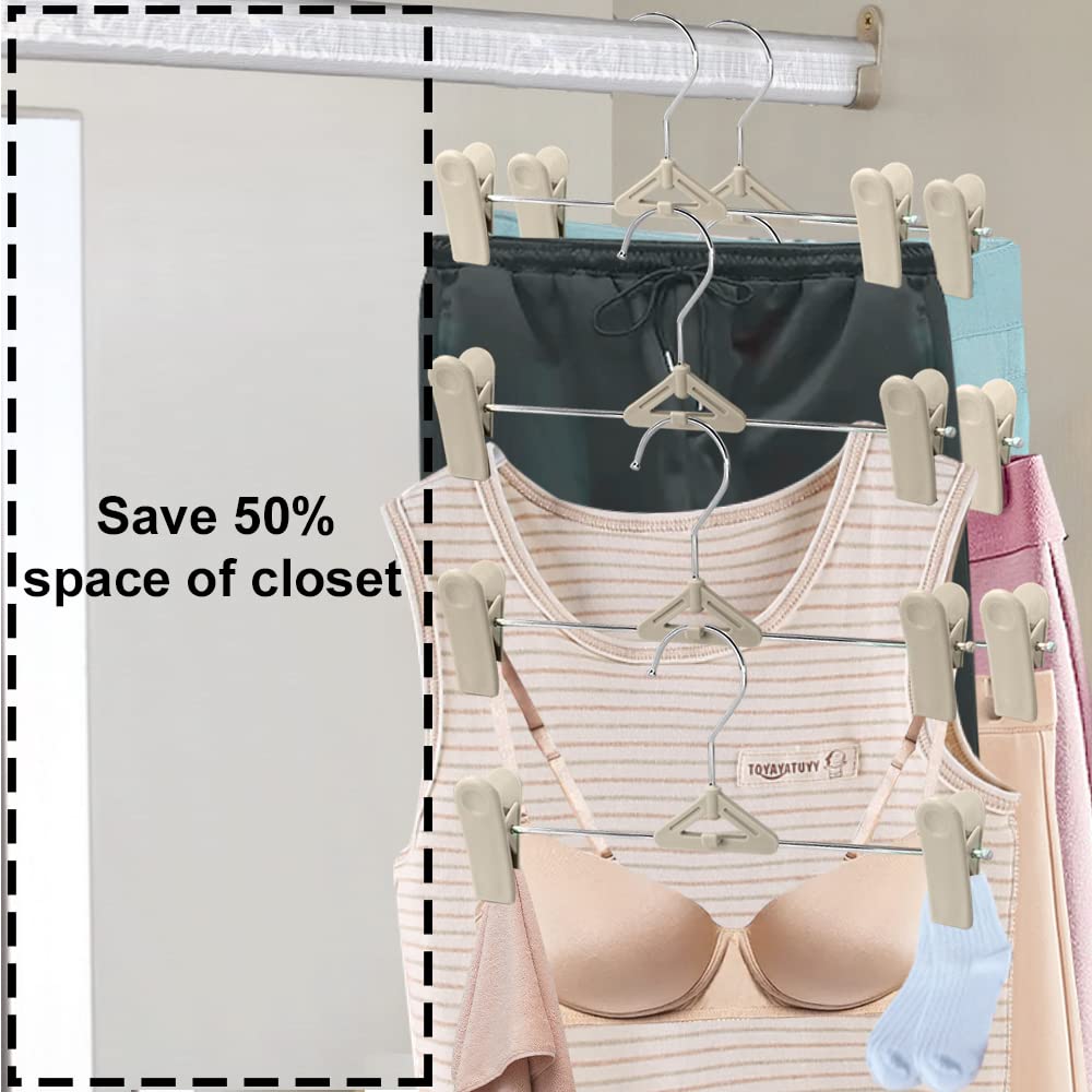 Pants Hangers with Clips - 30 Pack Stackable Pant and Skirt Hangers Shorts Hangers with Clips Non Slip Jean Hangers