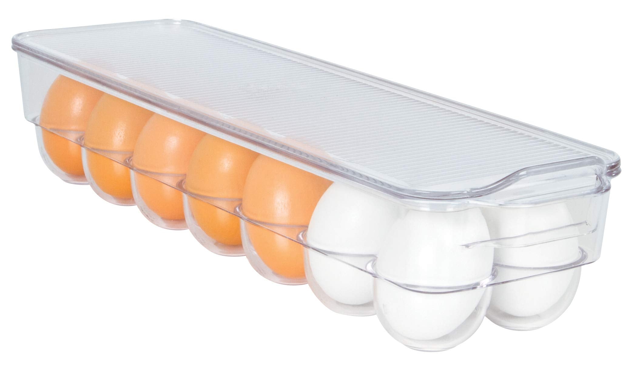 Kitchen Spaces Kseg12-Amz Egg Tray 14Pc Stackable Food Storage Organizer For Refrigerator, 14.5'' X 3'' X 4.5'', Clear