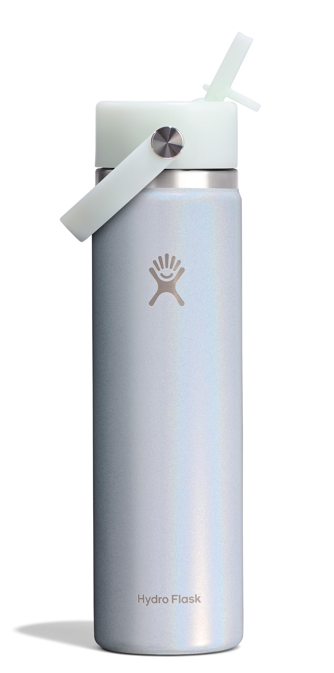 Hydro Flask Water Bottle - Insulated Stainless Steel - Wide Straw Lid, Non-Spill, Leakproof in 24 Oz Glimmer Blue