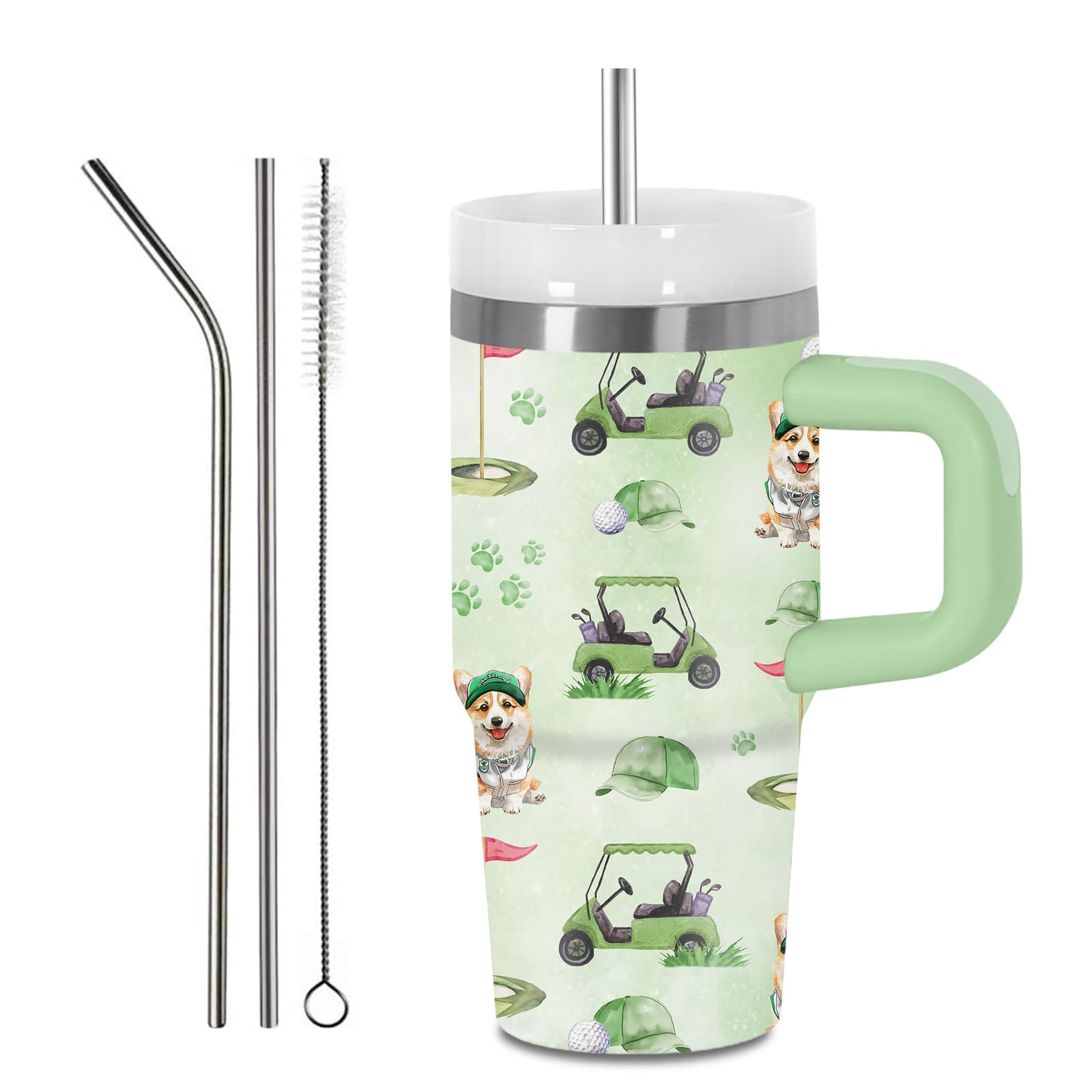 Hiboss Golf Gifts For Boys Men, Golf Tumbler With Handle And Straw For Kids 14Oz, Golfer Lover Gifts, Stainless Steel Funny Dog 