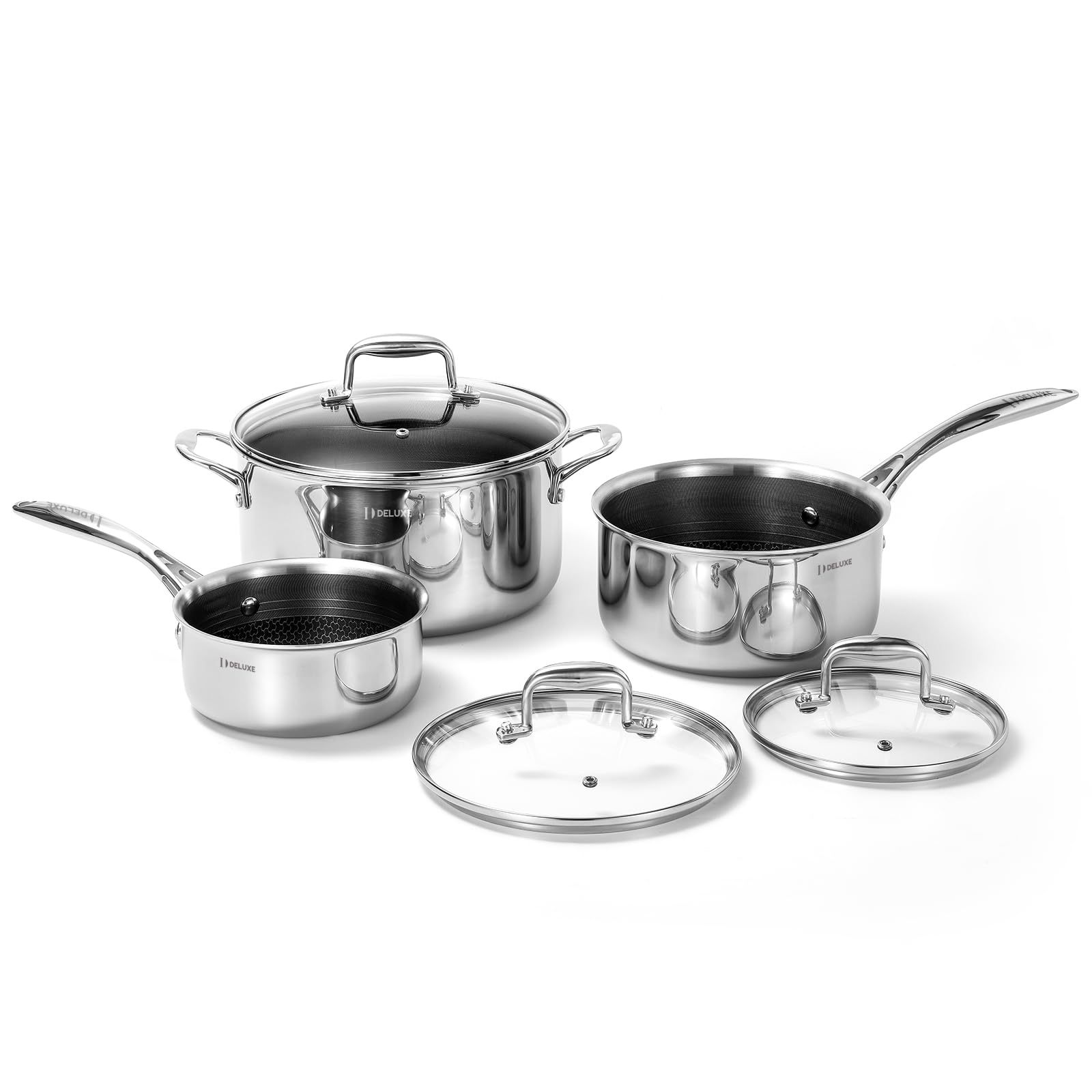 Deluxe Hybrid Ceramic Nonstick 6 Pc Pot Set,1.3, 3&5.4Qt Pots & Lids