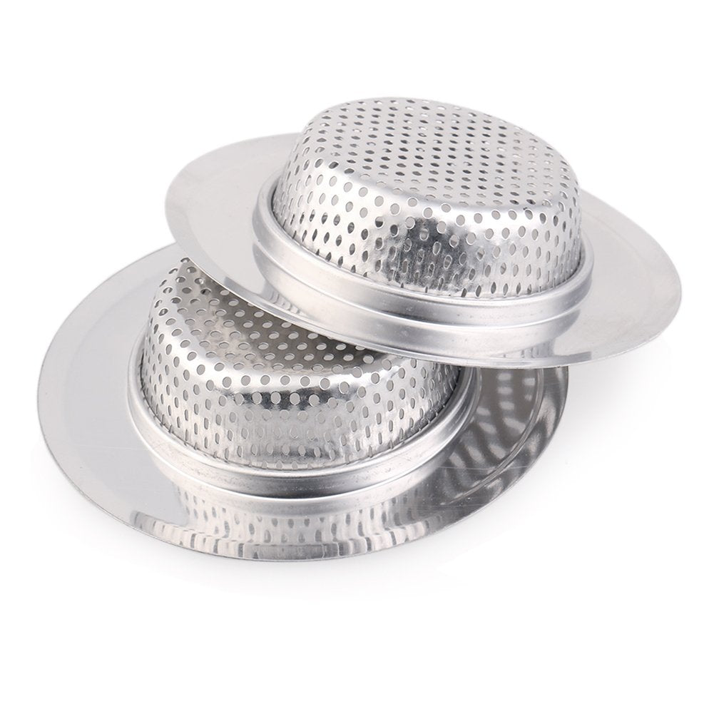 Nhsunray 2Pcs Stainless Steel Kitchen Sink Strainer Heavy-Duty Drain Filter Fit For Drain Filter For Kitchen Bathroom Basin Laun