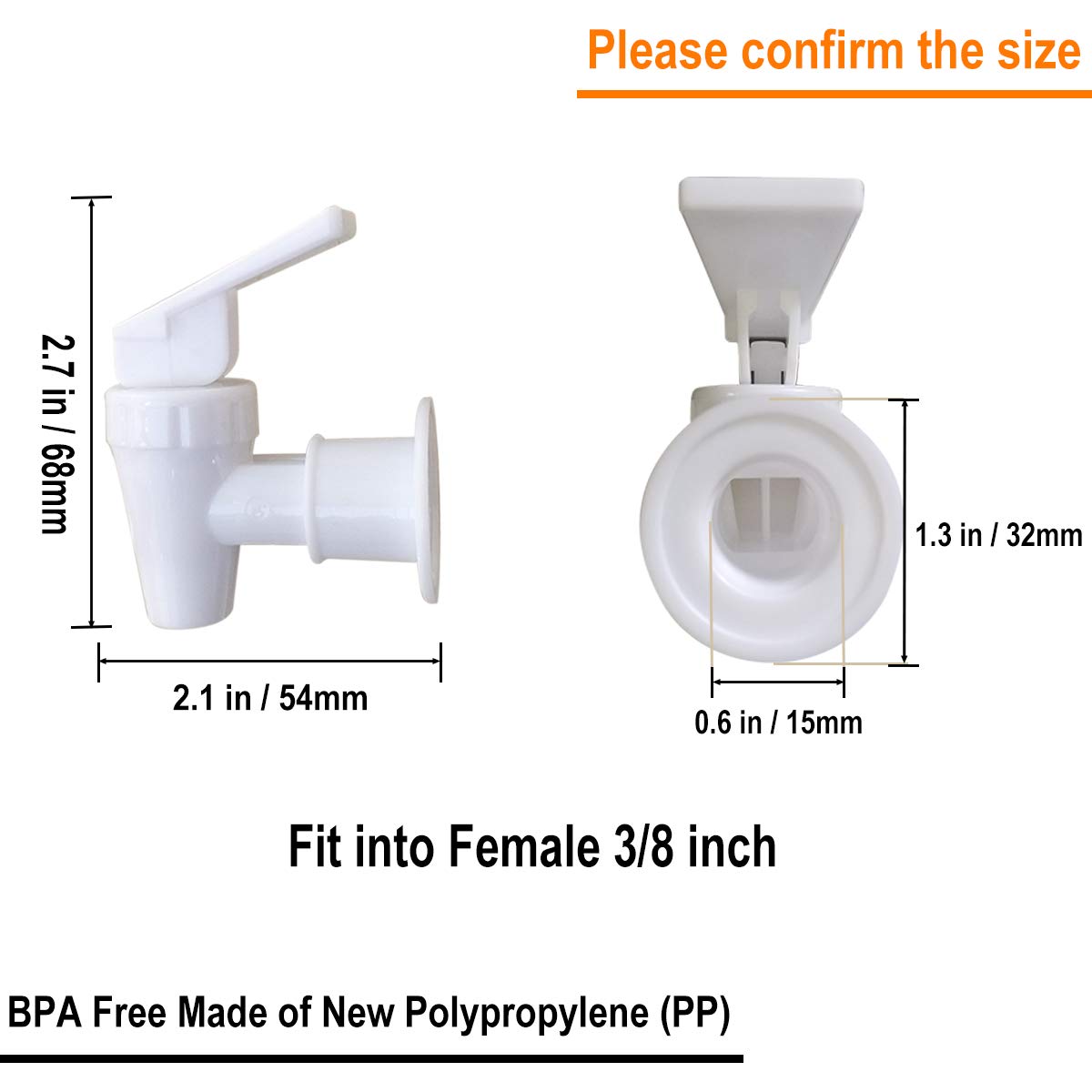 Replacement Cooler Faucet - 2 White And 2 Red And 2 Blue Water Dispenser Tap Set - Internal Thread Plastic Spigot.