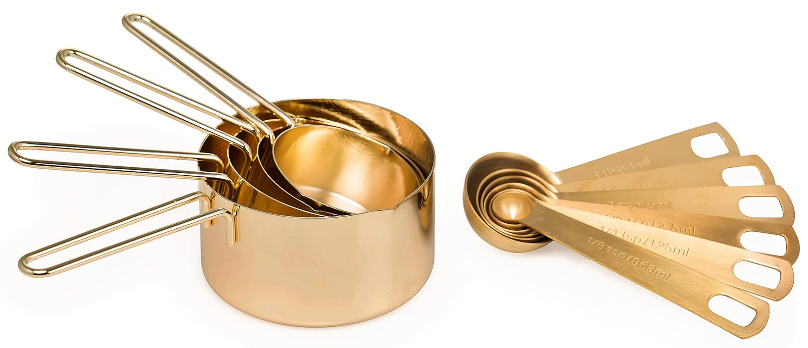 Gold Measuring Cups & Measuring Spoons 10-Piece Set (4 Cups; 6 Spoons)