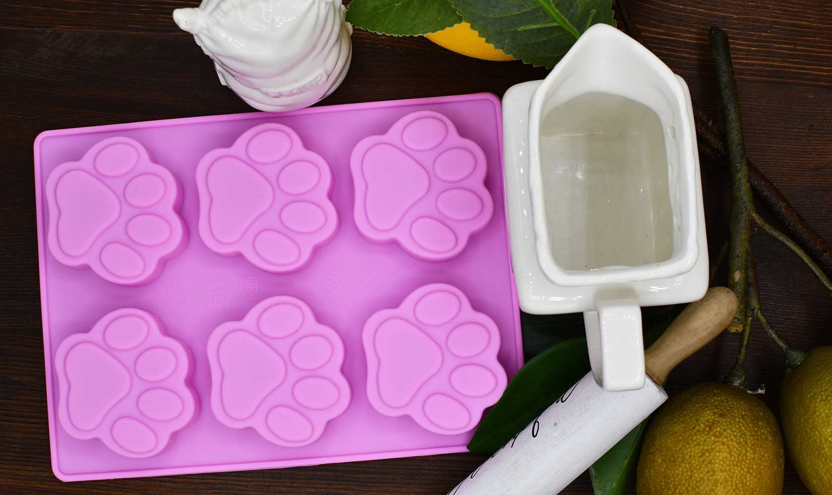 2 Pack Dog Homemade Treat Mold, Puppy Dog Paw Shaped, Reusable Silicone Molds, Easy To Clean, Suitable For Microwave Oven, Refri